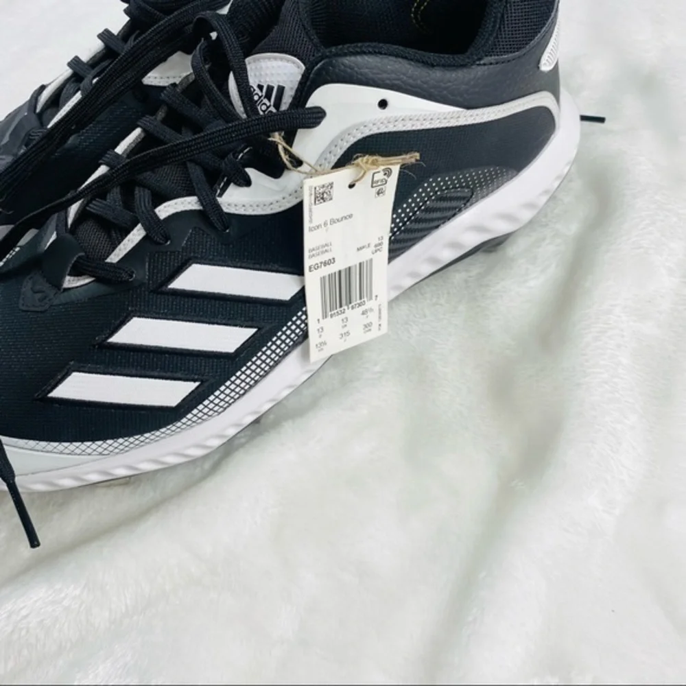 NEW Adidas Icon 6 Bounce TPU Baseball Cleats Men's Size 13.5 Black/White